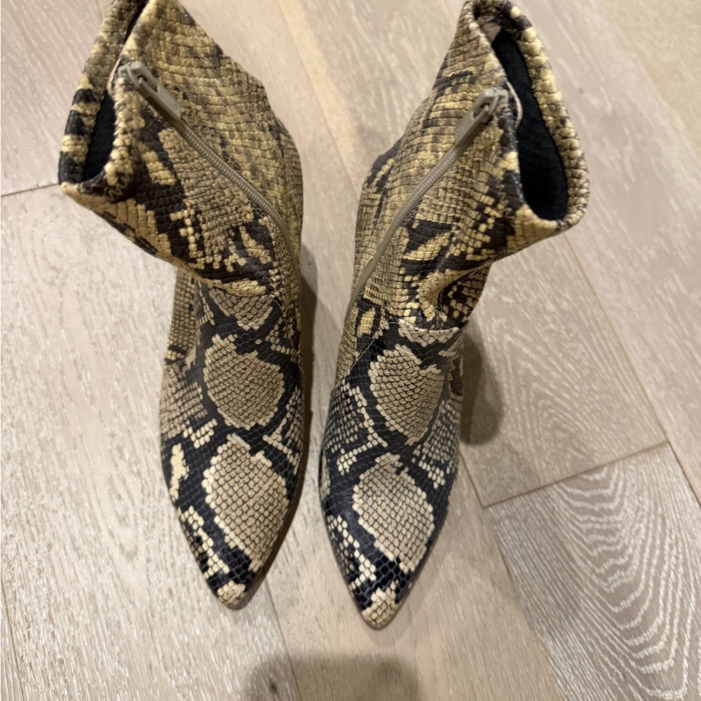 Loeffler Randall Snake-Print Pointed Ankle Boots